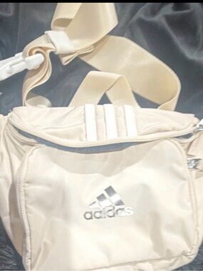 adidas Cream Crossbody Bag with Silver Logo
